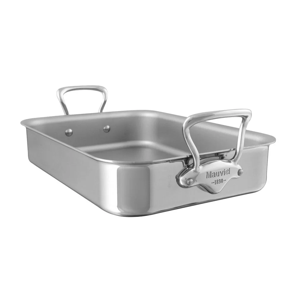 Mauviel Stainless Steel Roasting Pan Cast Stainless Steel Handles 15.7 x 11.8-In